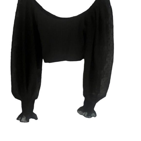 Urban Outfitters Gorgeous Black Top with Shear Gorgeous Detail Sleeves Small - Picture 15 of 16
